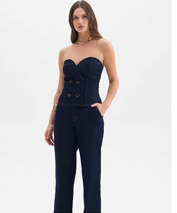 Top Corselet Jeans Flor de Lis F28253