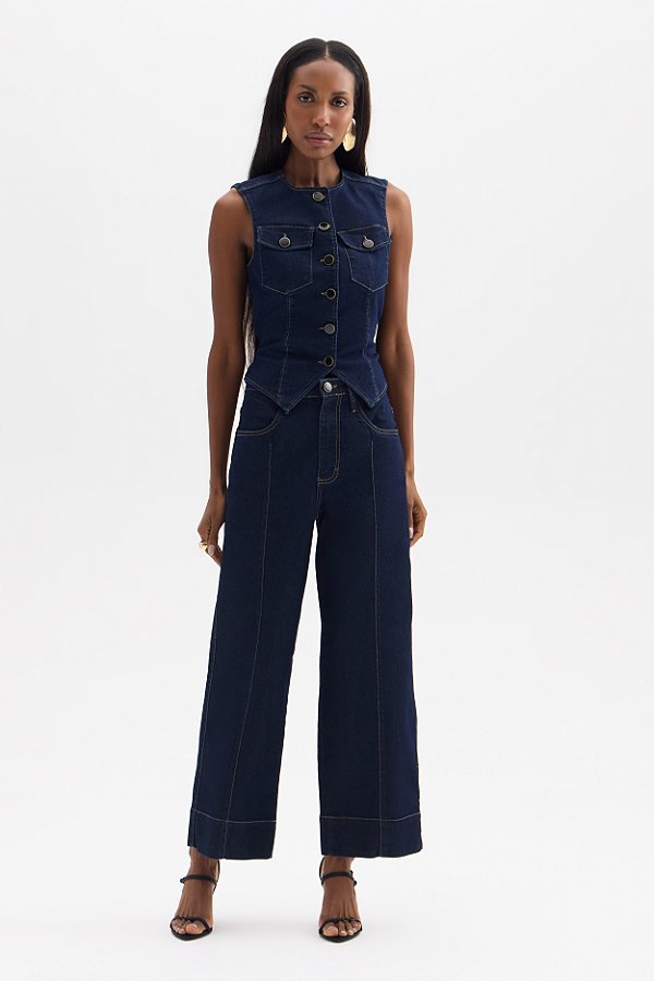 Calça Jeans Cropped Flor de Lis F22390
