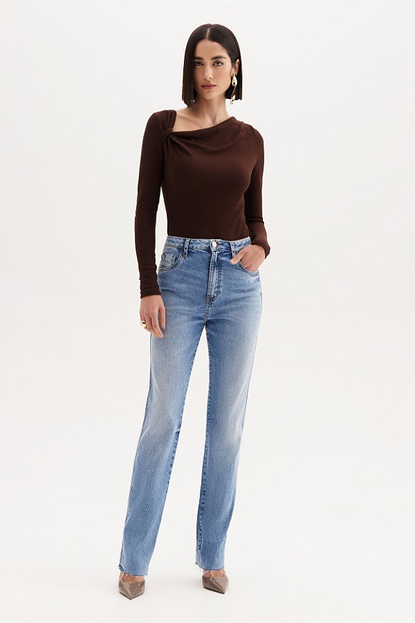 Calça Jeans Agata Straight Flor de Lis F22355