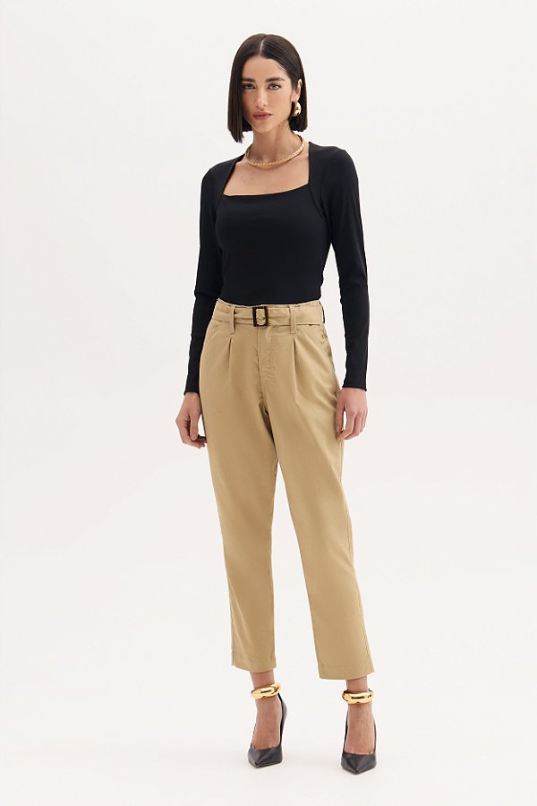Calça Trend Com Cinto Flor de Lis F22393