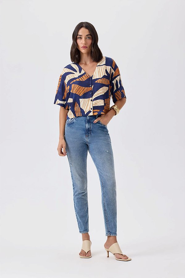 Calça Jeans Agata Cigarrete Flor de Lis F62380