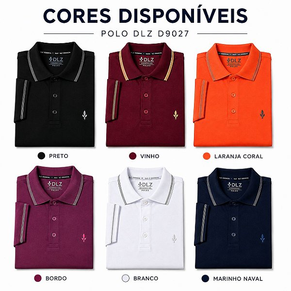 Camisa Polo Masculina DLZ D9027 Linha Essencial Regular