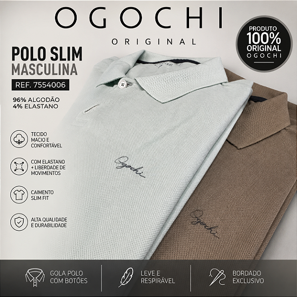 Camiseta Polo Masculina Slim Ogochi 7554006