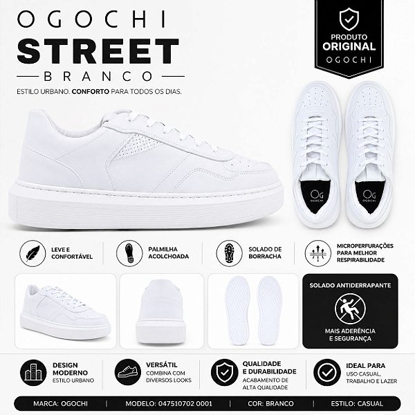 Sapatênis Ogochi Masculino Sintetico Branco