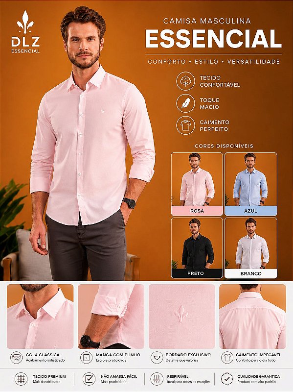 Camisa Masculina Slim Fit ML Dlz D9034