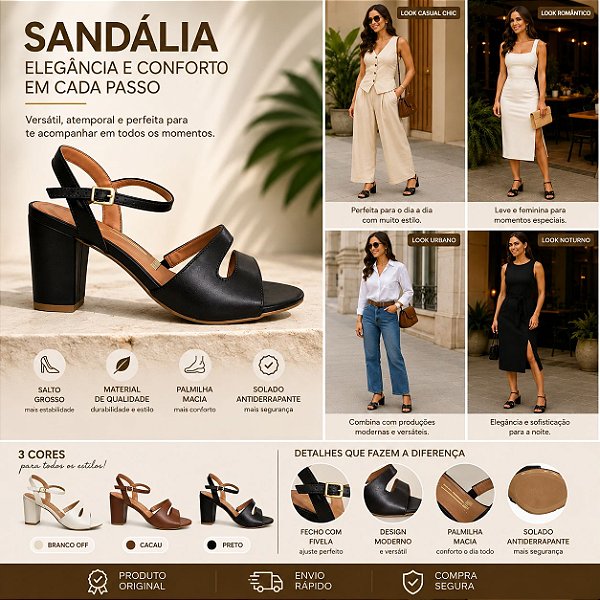 Sandália Feminina Salto Grosso Vizzano Original