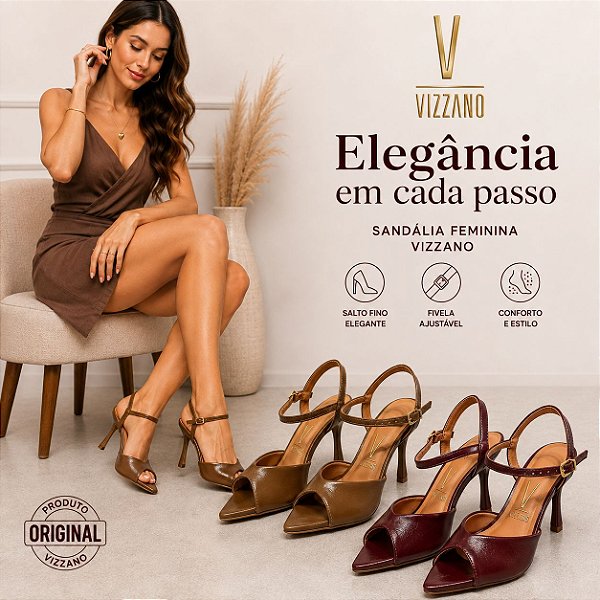 Sandália Salto Fino Feminino Vizzano Original