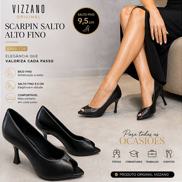 Scarpin Feminino Salto Fino Elegante Sofisticado Vizzano Original
