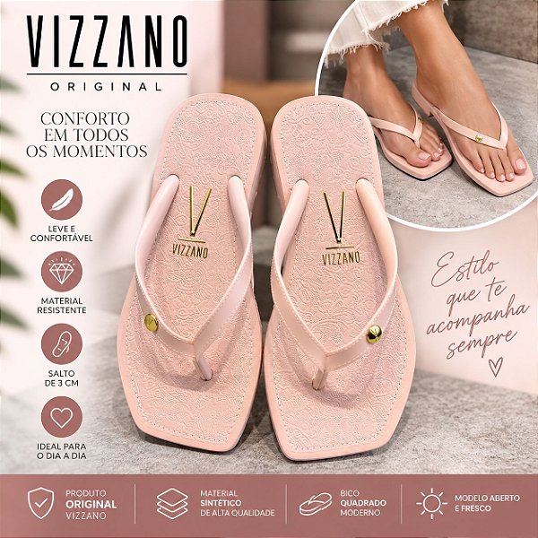 Chinelo Feminino Rosa Vizzano Original