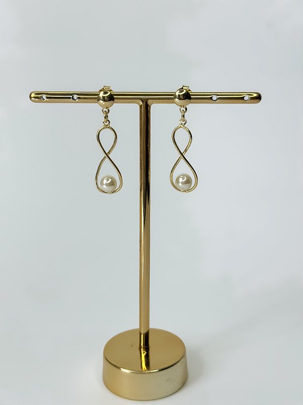 Brinco Pendurado Infinito com Pérola