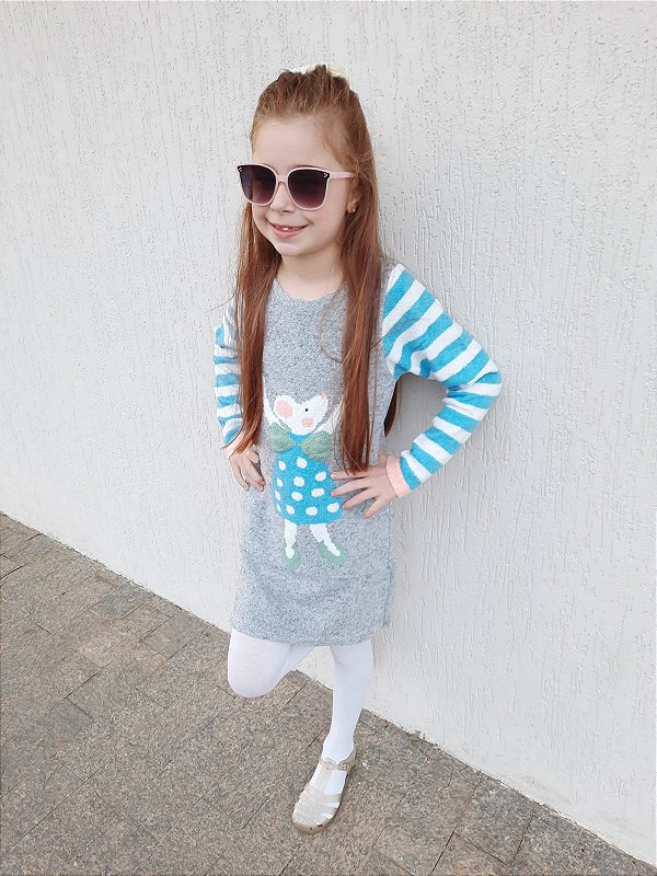 Vestido manga longa de fio