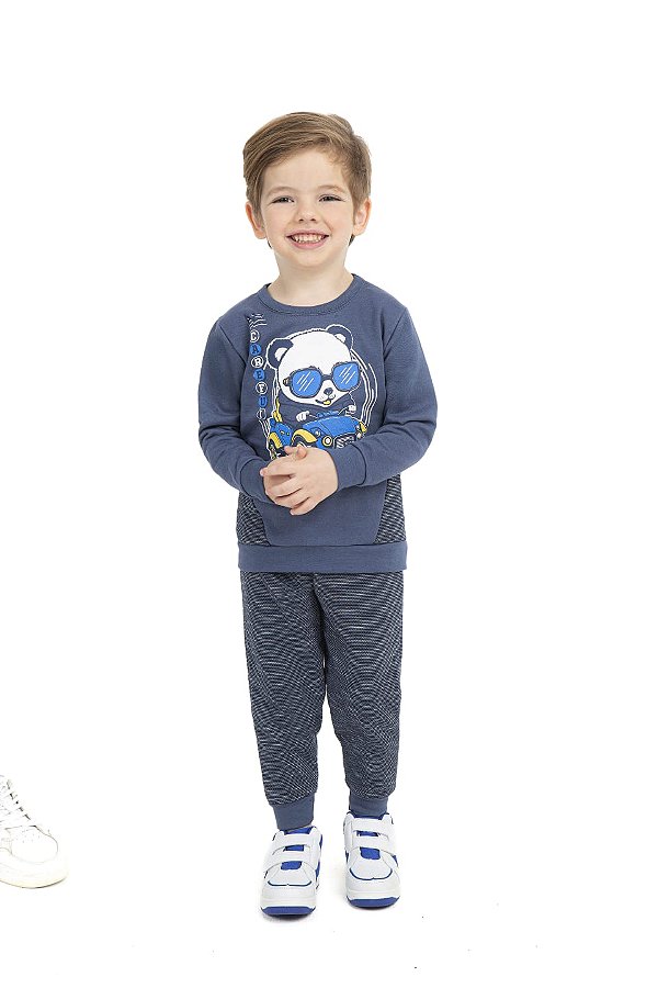 Conjunto masculino de moletom peluciado