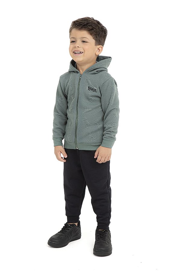 Conjunto moletom zíper e capuz masculino