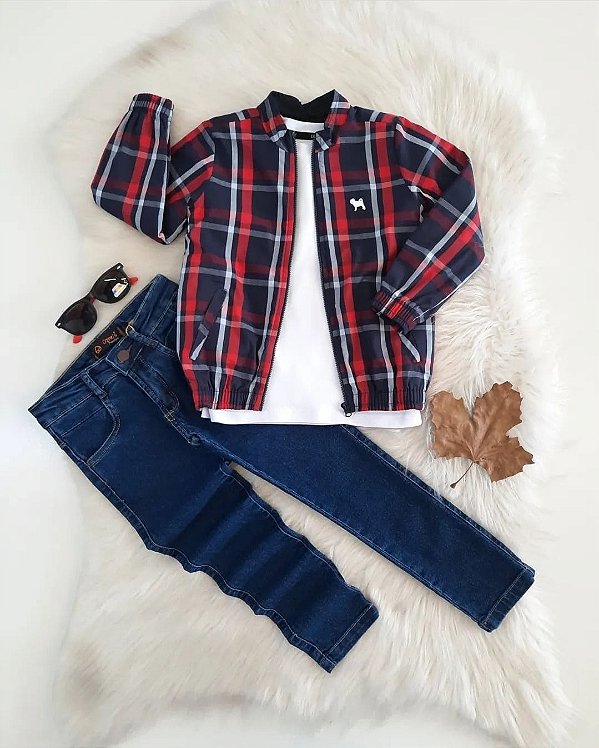 Jaqueta tricoline xadrez Charpey masculina