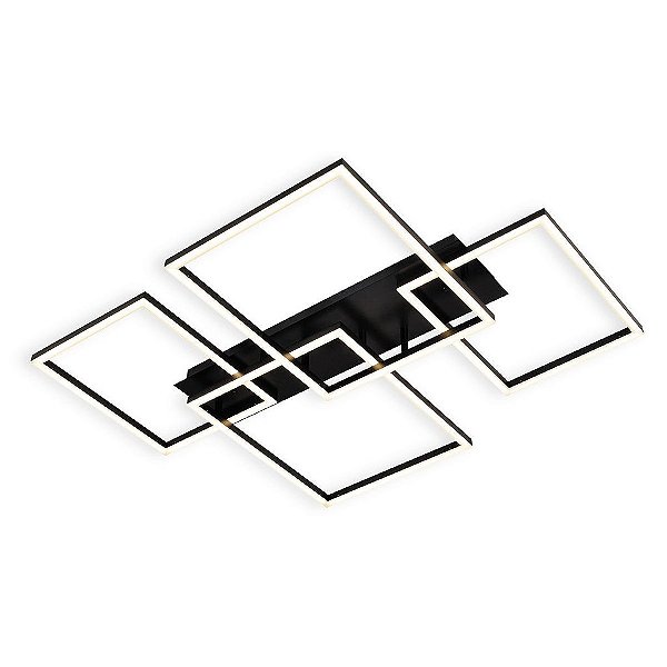 Plafon Quattro Led 86W 2700K 71x91x9,5cm Preto PL-098/86.27PF