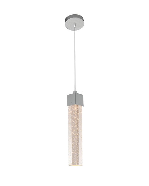 Pendente Cristal LED 6W 3000K 20cm base quadrada Prata EBN0114