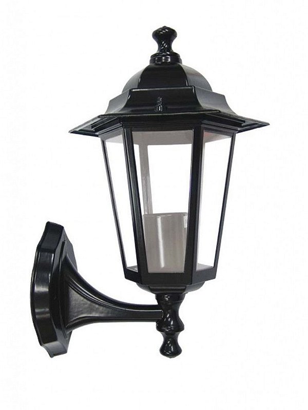 Arandela Colonial Alumínio e Vidro 31x19x20cm Preto Taschibra TLF 26