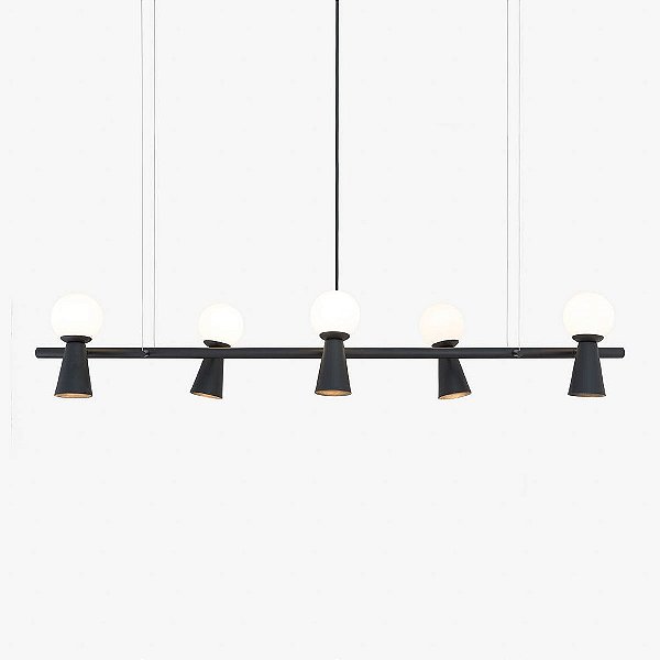 Pendente Pivô 5 x G-9 + 5x GU10 120cm x 23cm x 18,5cm Preto