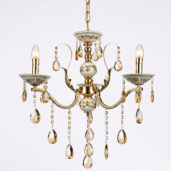Lustre em Cristal + Metal Dourado 3xE14 3 braços 50x60cm DCD00478-3