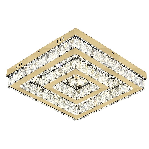 Plafon Inox Dourado e Cristal LED 48W 60x60cm 3000/4000/6000K