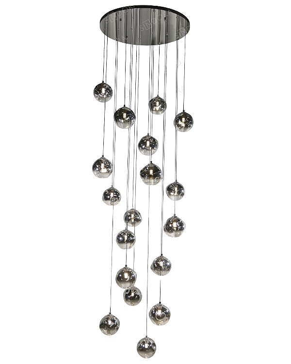 Pendente Cromado + Vidro Fumê D60cm 18xG9 cabo 3m DCD00369
