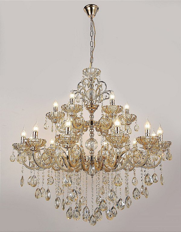 Lustre em Cristal 18 braços Dourado E Cristal 18xE14 DCD00409-12+6
