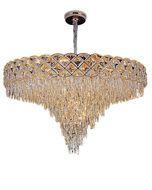 Pendente em Cristal Transparente 100x58cm 22xE14 Dourado DCD015142