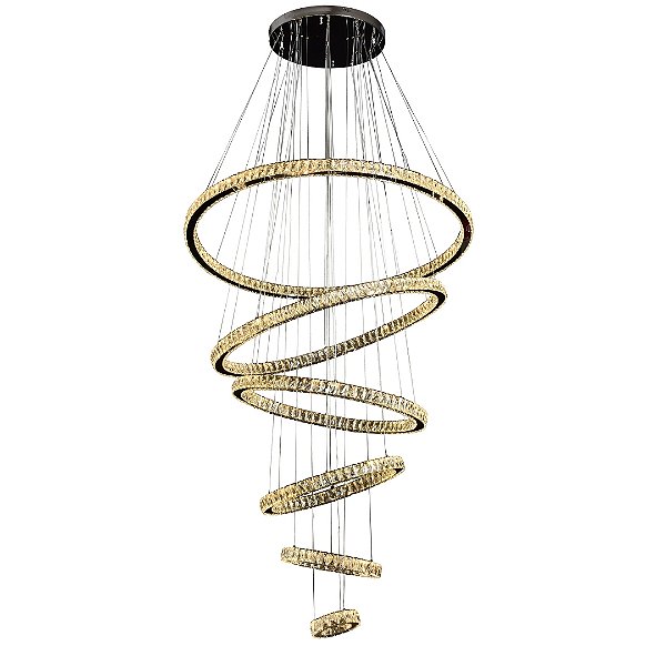 Pendente Lustre em Cristal e Metal Cromado LED 165W 3000K Cabo 5m