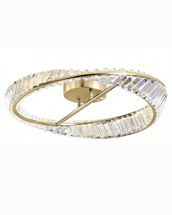 Plafon em Cristal e Metal Dourado LED 26W 3000K D50cm DCX015202