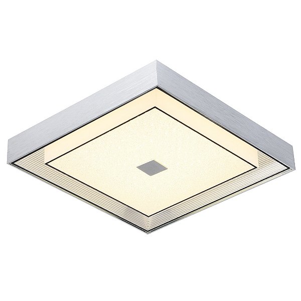 Plafon Quadrado LED 24W 3000k Mini Cristais 44x44cm Prata