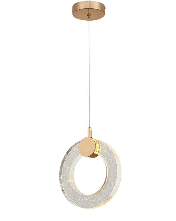 Pendente Cristal Circulo Dourado LED 6W 3000K EBN0205