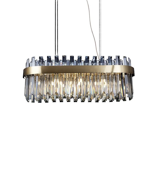 Pendente em Cristal e Inox Bronze 90x30x33cm 15xE14 DCD00218