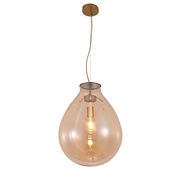 Pendente Vidro Conhaque GG 48x62cm 3xE27 Cabo 5m DCD04012
