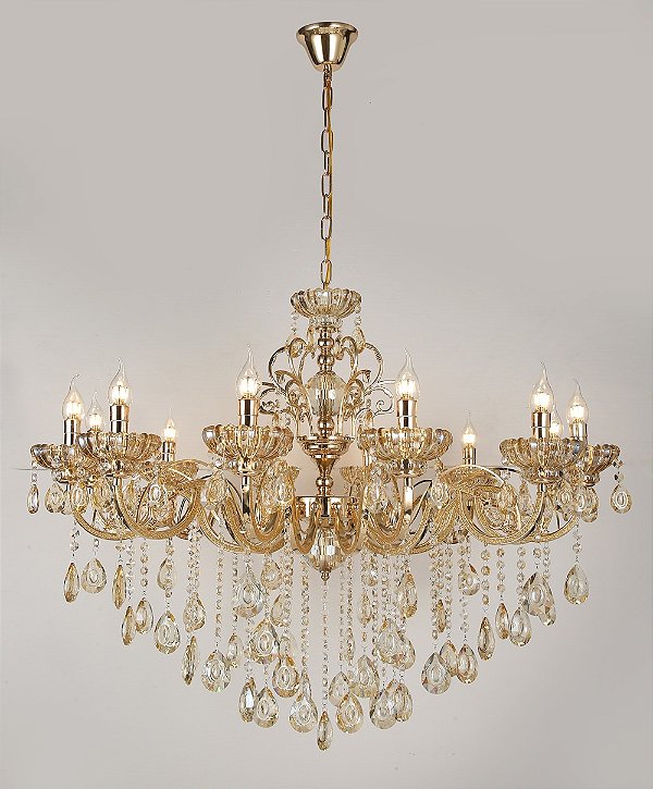 Lustre em Cristal 12 braços Dourado E Cristal 12xE14 DCD00409-12
