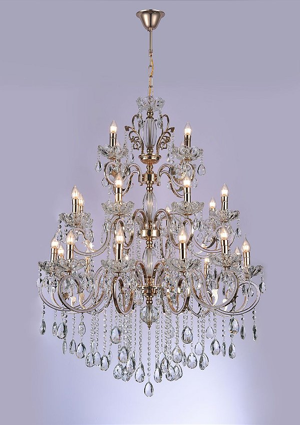 Lustre em Cristal 24x E14 100x150cm Dourado+Cristal DCD00480-12+8+4