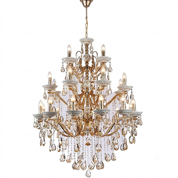 Lustre Cristal 24xE14 100x150cm Dourado+Cristal DCD00478-12+8+4