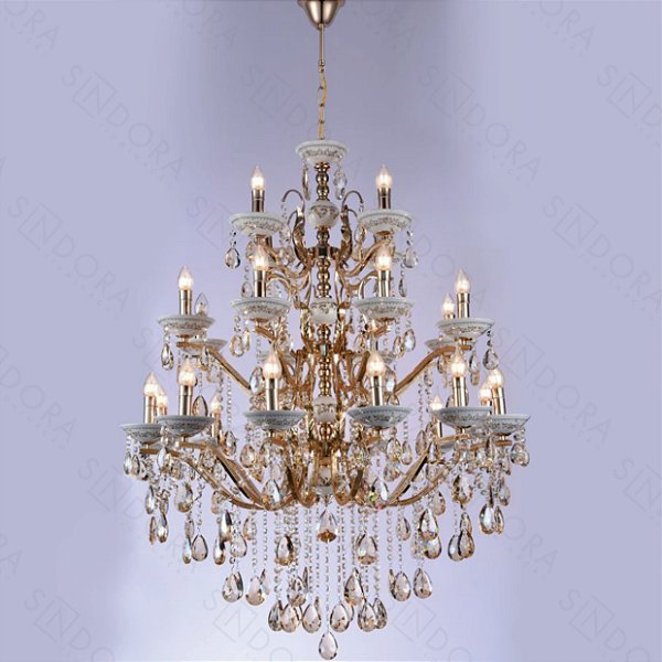 Lustre Cristal 24xE14 100x150cm Dourado+Cristal DCD00478-12+8+4