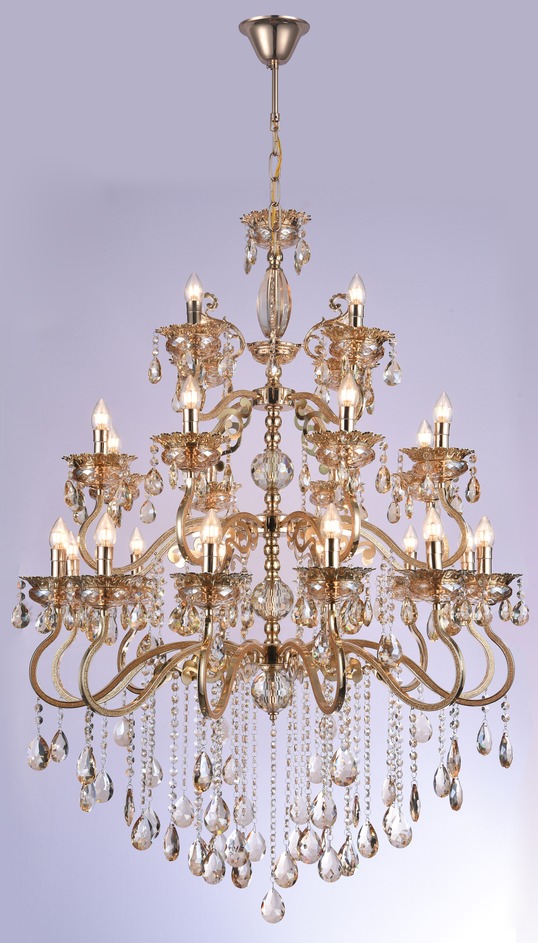 Lustre Cristal 24xE14 95x150cm Dourado+Cristal DCD00479-12+8+4