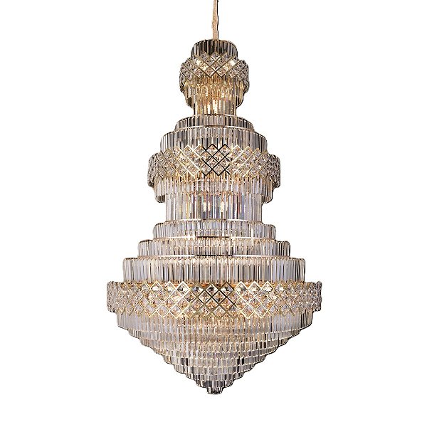 Lustre Pendente 120x200cm Dourado + Cristal Translúcido DCD01069