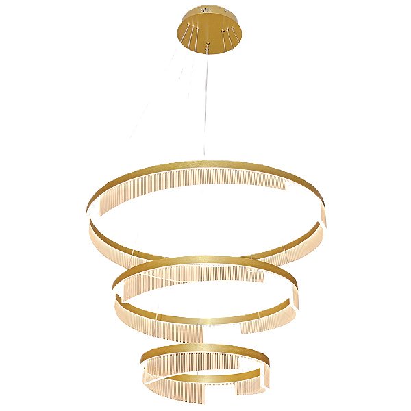 Pendente LED 112W 3000K 80+60+40cm Alumínio Dourado cabo 4m DCD03161