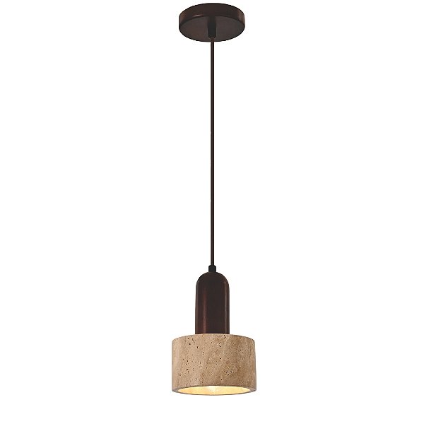 Pendente Mármore + Madeira 1xE27 D10x18cm cabo 1,5m DCD04079