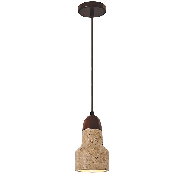 Pendente Mármore + Madeira 1xE27 D12x18cm cabo 1,5m DCD04080