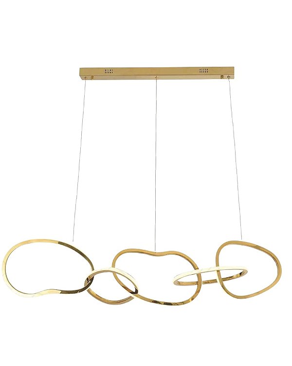Pendente LED 90W 3000K Alumínio Dourado 126×36×29cm Cabo 1,5 m QD05473
