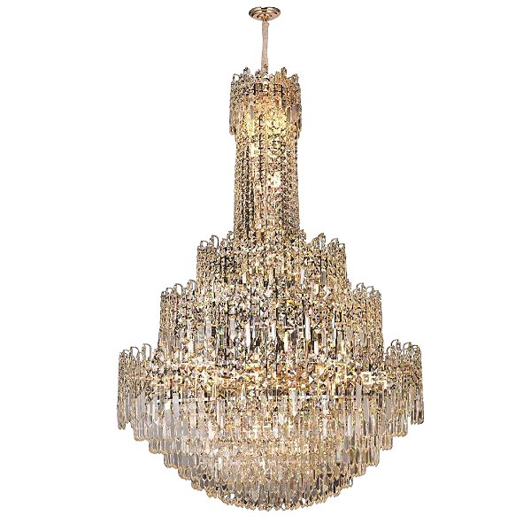 Pendente Metal Dourado + Cristal Tranparente Cabo 3m 120(d) x180(a)cm