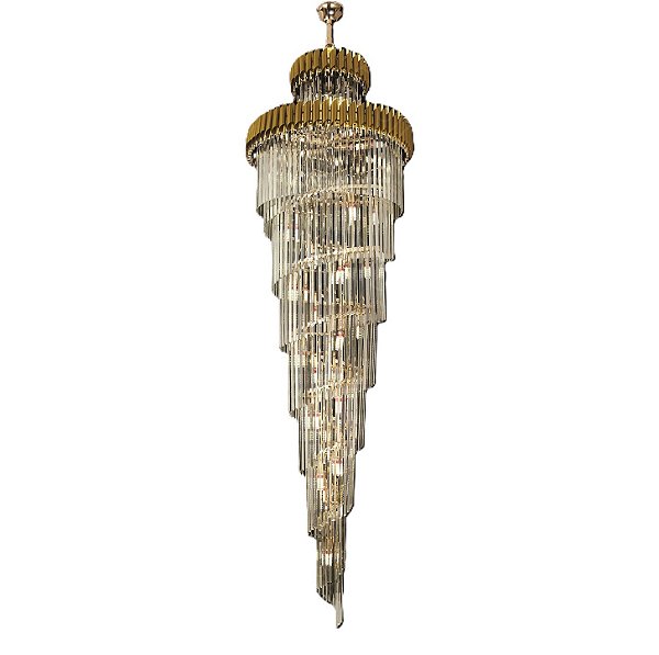 Lustre Pendente Dourado+Cristal Transparente 34xE14 80x240cm DCD06515