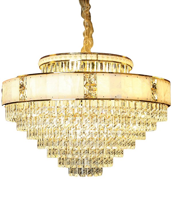 Pendente em Cristal Transparente e Alabastro 21xE14 D80cm DCD04609