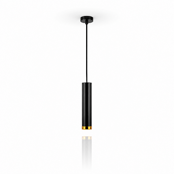 Pendente Tubo Preto/Dourado D55x300mm GU10 Dicróica EBPT61454