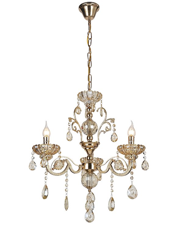 Lustre em Cristal 3 braços Dourado E Cristal 3xE14 DCD00409-3