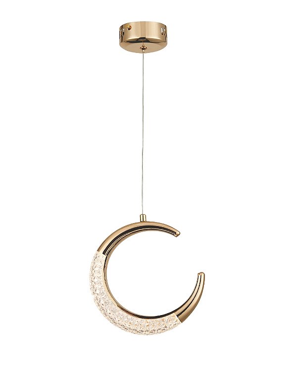 Pendente LED 5W 3000K cabo 2m 20x20cm Dourado+Acrílico QD05201
