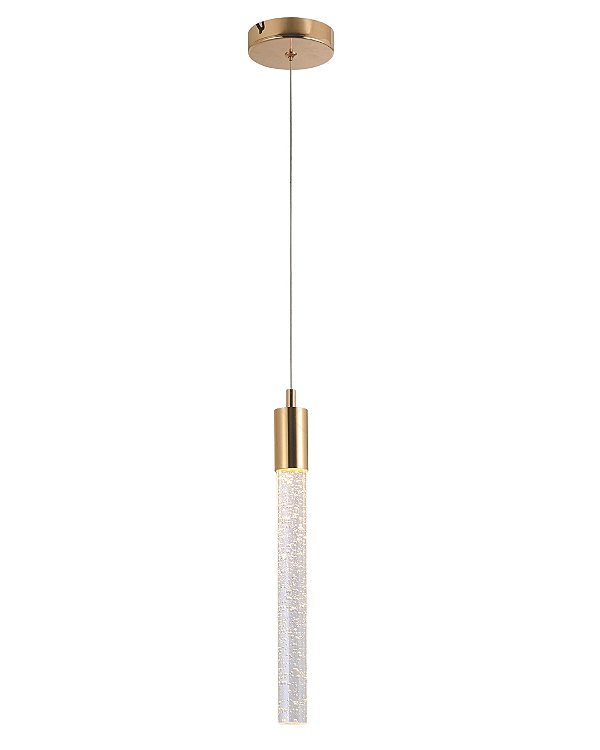 Pendente Cristal Bolhas 3,5x3,5x35cm LED 5W 3000K Dourado QD05124